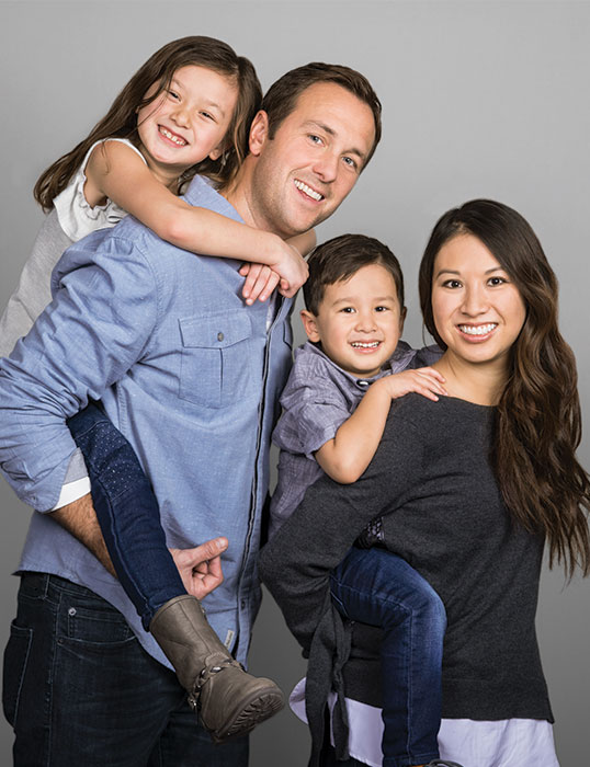 JCPenney Studio Photography ideas - Family of four on gray background