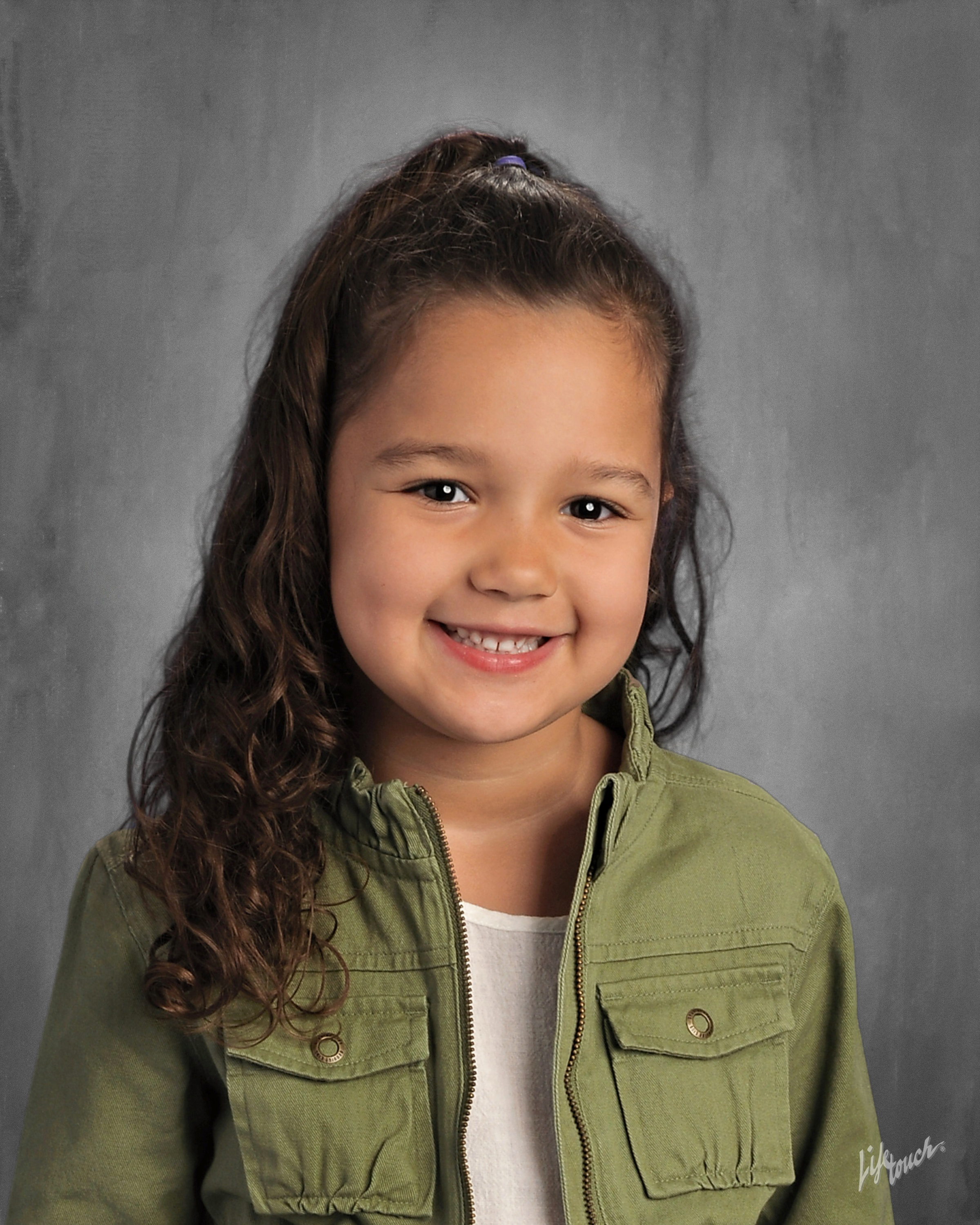 Fall Picture Day image of girl on gray background
