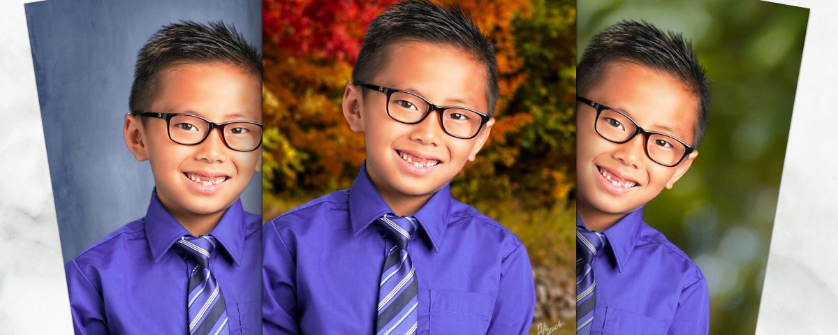 Lifetouch Photography image featuring one male subject with glasses on three different photography backgrounds.