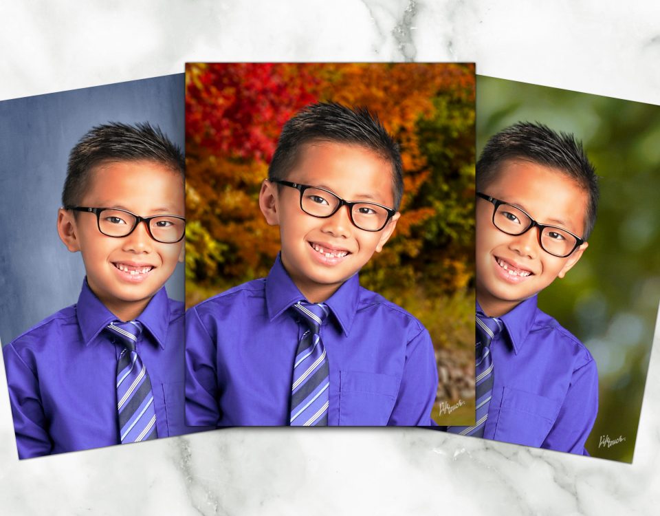 Lifetouch Photography image featuring one male subject with glasses on three different photography backgrounds.