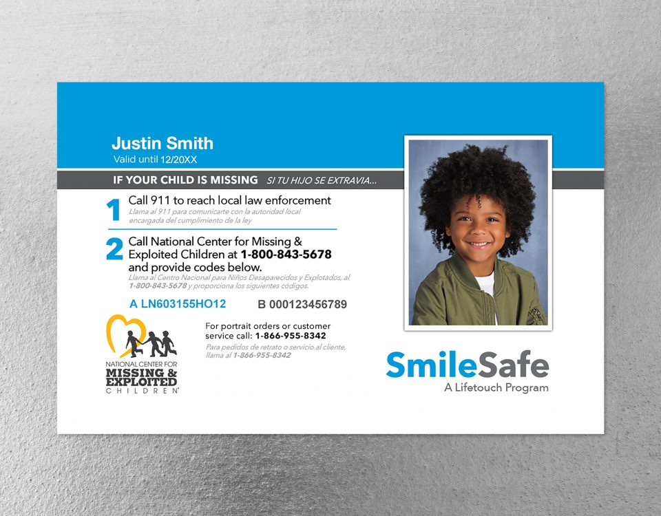 Lifetouch SmileSafe Card on gray photography background