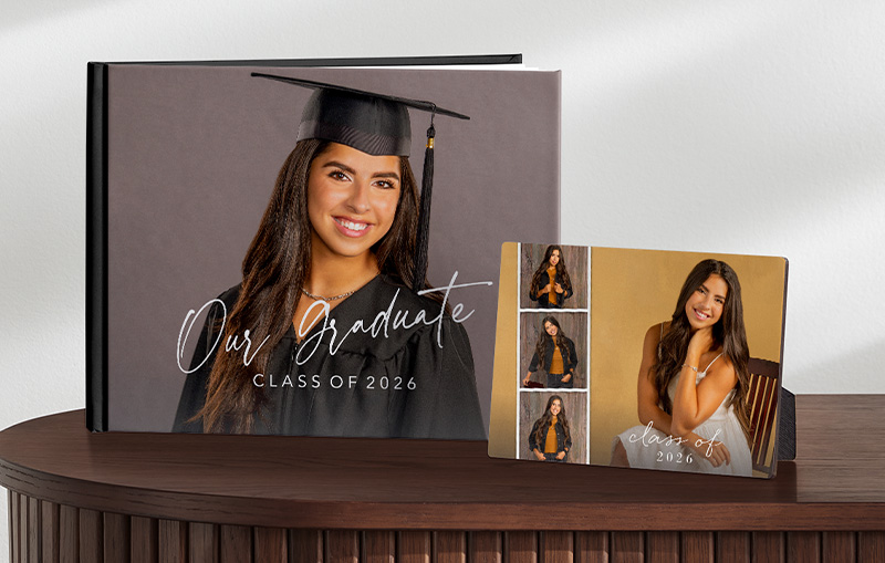 photo book and water bottle in home scene